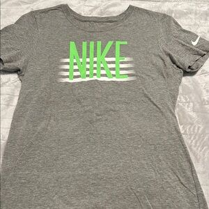 Nike Gray T-Shirt with Green Logo